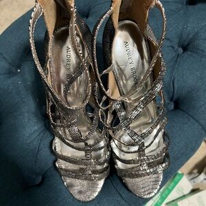 Audrey Brooke Silver Strappy Heels